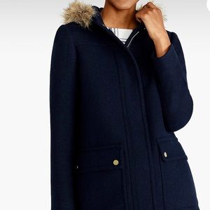JCrew Factory Navy Wool Coat w/ Gold Hardware